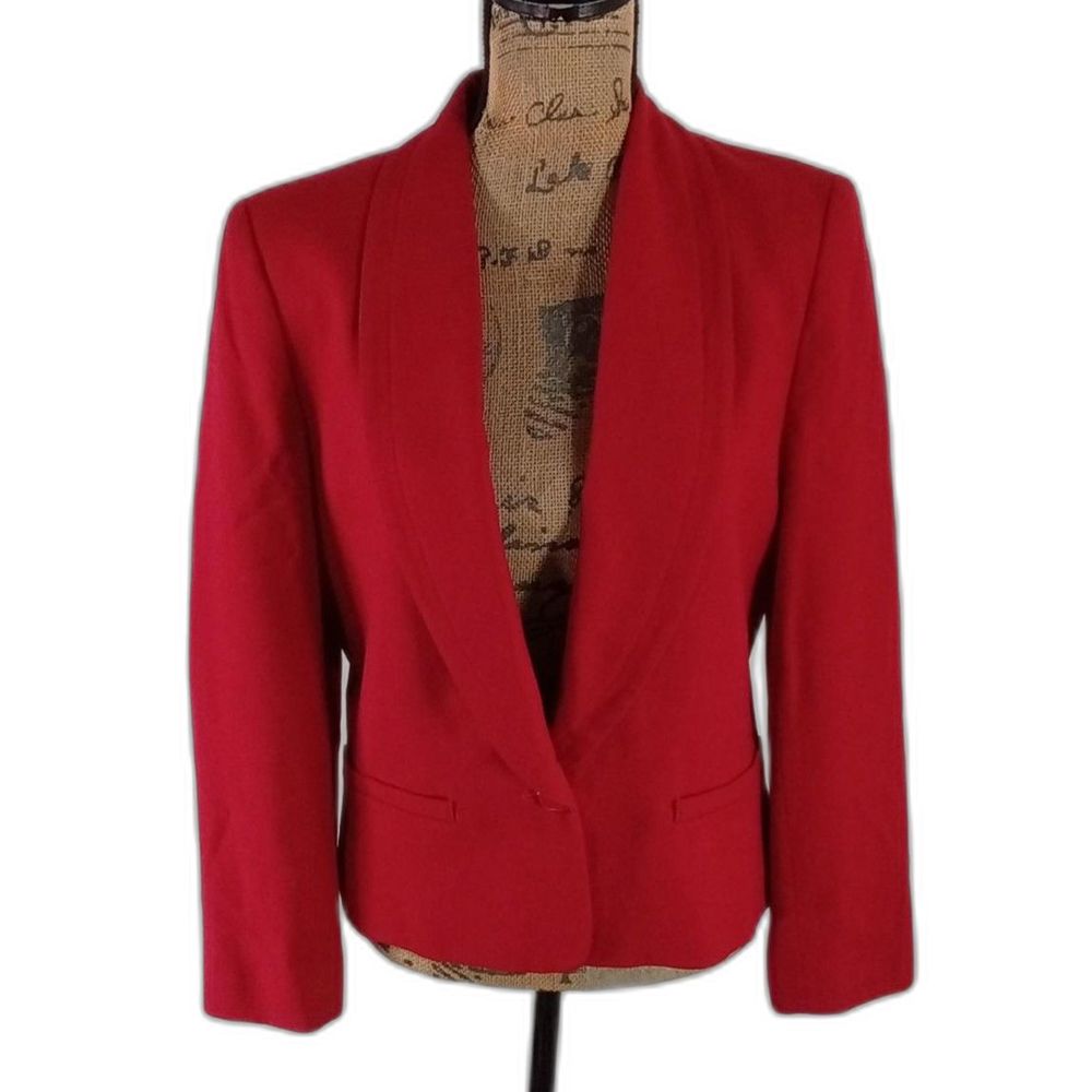 Pendleton Jacket Size‎ 10 Red Wool 1 Button Lined… - image 1